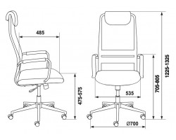 Кресло руководителя Бюрократ KB-9N синий TW-05N TW-10N сетка/ткань с подголов. крестовина металл хром-foto7