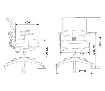 Кресло Бюрократ CH-535 черный TW-01 TW-11 сетка/ткань крестовина пластик