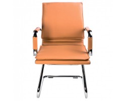 Кресло Бюрократ Ch-993-Low-V светло-коричневый эко.кожа низк.спин. полозья металл хром-foto2