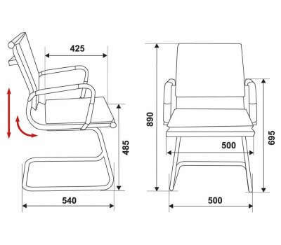 Кресло Бюрократ Ch-993-Low-V светло-коричневый эко.кожа низк.спин. полозья металл хром