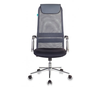 Кресло руководителя Бюрократ KB-9N темно-серый TW-04 TW-12 сетка/ткань с подголов. крестовина металл хром
