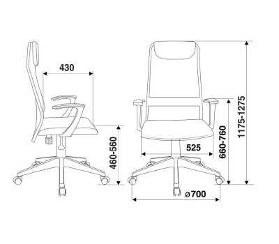 Кресло руководителя Бюрократ KB-8N черный TW-01 TW-11 сетка/ткань с подголов. крестовина пластик