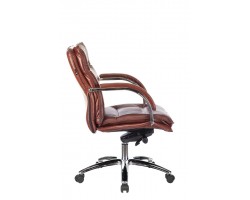 Кресло руководителя Бюрократ T-9927SL-LOW светло-коричневый Leather Eichel кожа низк.спин. крестовина металл хром-foto3