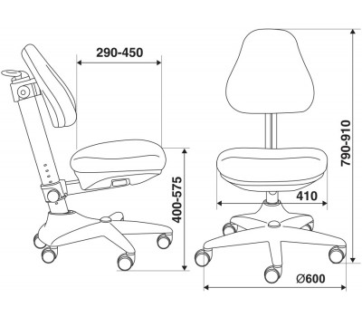 Кресло детское Бюрократ KD-2 синий TW-10 крестовина пластик