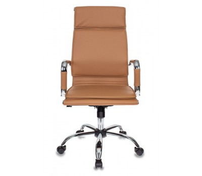 Кресло руководителя Бюрократ Ch-993 светло-коричневый эко.кожа крестовина металл хром