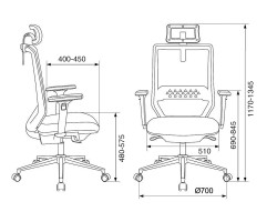 Кресло руководителя Бюрократ MC-612N-H черный TW-01 38-418 сетка/ткань с подголов. крестовина металл хром-foto7