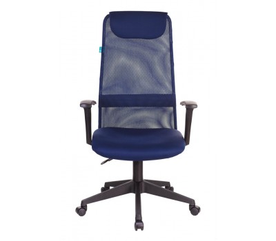 Кресло руководителя Бюрократ KB-8N синий TW-05N TW-10N сетка/ткань с подголов. крестовина пластик