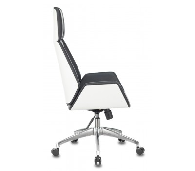 Кресло руководителя Бюрократ _OPTIMUM черный эко.кожа крестовина алюминий пластик белый