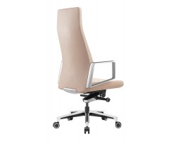 Кресло руководителя Бюрократ _JONS бежевый кожа крестовина алюминий-foto3