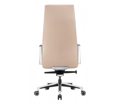 Кресло руководителя Бюрократ _JONS бежевый кожа крестовина алюминий