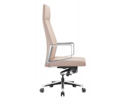 Кресло руководителя Бюрократ _JONS бежевый кожа крестовина алюминий-foto2