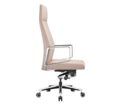 Кресло руководителя Бюрократ _JONS бежевый кожа крестовина алюминий