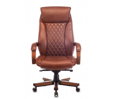 Кресло руководителя Бюрократ T-9924WALNUT светло-коричневый Leather Eichel кожа крестовина металл/дерево