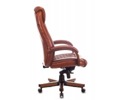 Кресло руководителя Бюрократ T-9924WALNUT светло-коричневый Leather Eichel кожа крестовина металл/дерево-foto3