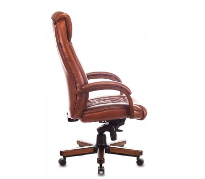Кресло руководителя Бюрократ T-9924WALNUT светло-коричневый Leather Eichel кожа крестовина металл/дерево