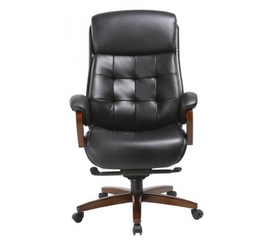 Кресло руководителя Бюрократ _Mega черный кожа крестовина металл/дерево