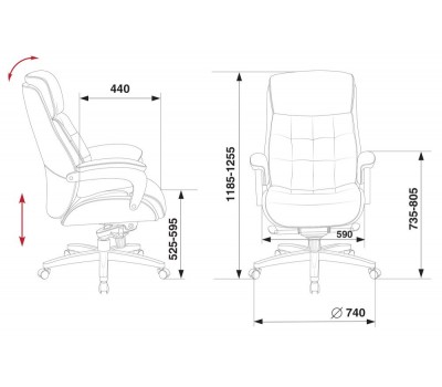 Кресло руководителя Бюрократ _Mega черный кожа крестовина металл/дерево