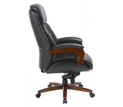 Кресло руководителя Бюрократ _Mega черный кожа крестовина металл/дерево