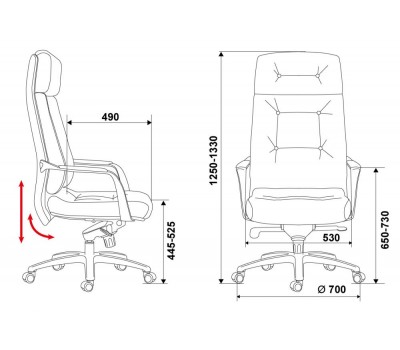Кресло руководителя Бюрократ _DAO черный кожа крестовина алюминий