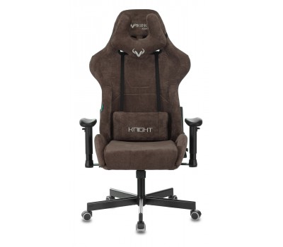Кресло игровое Zombie VIKING KNIGHT Fabric темно-коричневый Light-10 с подголов. крестовина металл