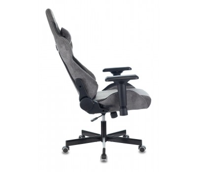 Кресло игровое Zombie VIKING 7 KNIGHT Fabric серый Loft ромбик текстиль/эко.кожа с подголов. крестовина металл