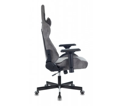 Кресло игровое Zombie VIKING 7 KNIGHT Fabric серый Loft ромбик текстиль/эко.кожа с подголов. крестовина металл