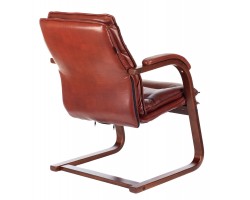 Кресло Бюрократ T-9927WALNUT-AV светло-коричневый Leather Eichel кожа полозья дерево-foto4