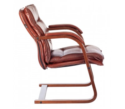 Кресло Бюрократ T-9927WALNUT-AV светло-коричневый Leather Eichel кожа полозья дерево