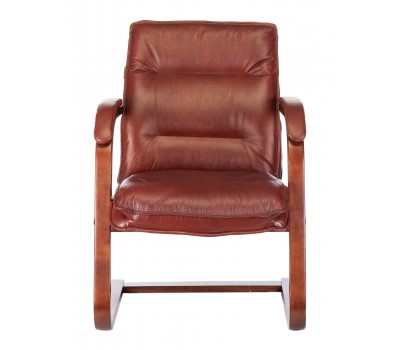 Кресло Бюрократ T-9927WALNUT-AV светло-коричневый Leather Eichel кожа полозья дерево