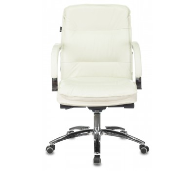 Кресло руководителя Бюрократ T-9927SL-LOW слоновая кость кожа низк.спин. крестовина металл хром