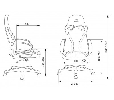 Кресло игровое Zombie RUNNER черный/синий текстиль/эко.кожа крестовина пластик