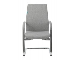 Кресло Бюрократ _JONS-LOW-V серый низк.спин. полозья металл хром-foto2