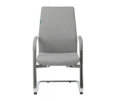 Кресло Бюрократ _JONS-LOW-V серый низк.спин. полозья металл хром