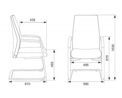 Кресло Бюрократ _JONS-LOW-V серый низк.спин. полозья металл хром-foto5