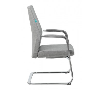 Кресло Бюрократ _JONS-LOW-V серый низк.спин. полозья металл хром