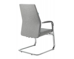 Кресло Бюрократ _JONS-LOW-V серый низк.спин. полозья металл хром-foto4