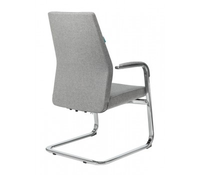 Кресло Бюрократ _JONS-LOW-V серый низк.спин. полозья металл хром