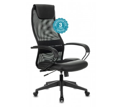 Кресло руководителя Бюрократ CH-608 черный TW-01 сиденье черный TW-11 эко.кожа/сетка с подголов. крестовина пластик