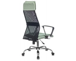 Кресло руководителя Бюрократ KB-6N черный TW-01 сиденье зеленый 38-407 сетка/ткань с подголов. крестовина металл хром-foto4