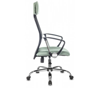 Кресло руководителя Бюрократ KB-6N черный TW-01 сиденье зеленый 38-407 сетка/ткань с подголов. крестовина металл хром