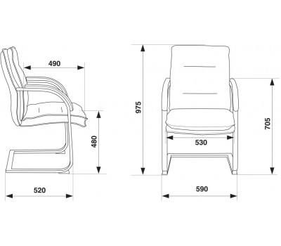 Кресло Бюрократ T-9927SL-LOW-V черный кожа низк.спин. полозья металл хром