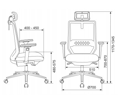 Кресло руководителя Бюрократ MC-W612N-H темно-серый TW-04 38-417 с подголов. крестовина металл хром пластик белый
