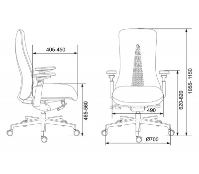 Кресло руководителя Бюрократ _MONE черный сетка/ткань крестовина алюминий