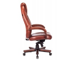 Кресло руководителя Бюрократ T-9923WALNUT светло-коричневый Leather Eichel кожа крестовина металл/дерево-foto3