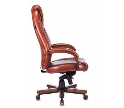 Кресло руководителя Бюрократ T-9923WALNUT светло-коричневый Leather Eichel кожа крестовина металл/дерево