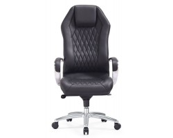 Кресло руководителя Бюрократ _Aura черный кожа крестовина алюминий-foto2