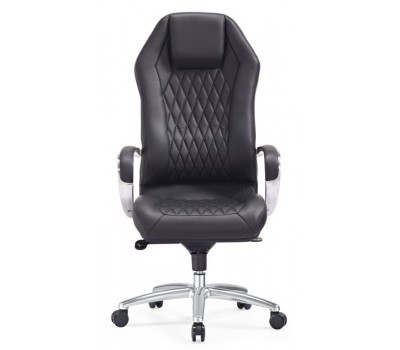 Кресло руководителя Бюрократ _Aura черный кожа крестовина алюминий