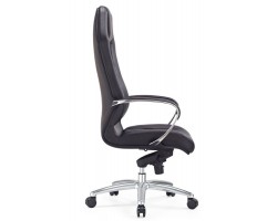 Кресло руководителя Бюрократ _Aura черный кожа крестовина алюминий-foto3