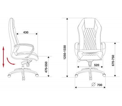 Кресло руководителя Бюрократ _Aura черный кожа крестовина алюминий