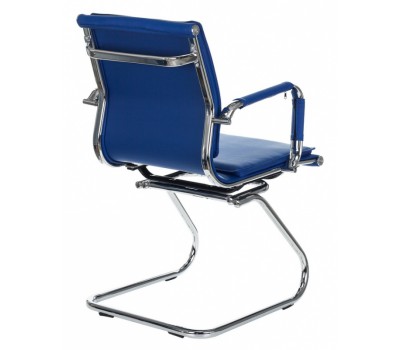 Кресло Бюрократ CH-993-Low-V синий эко.кожа низк.спин. полозья металл хром